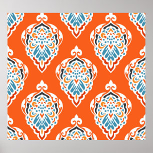 Poster Festive damassé vintage motif, design élégant.