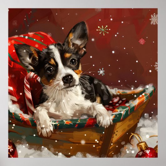 Poster Festive de Noël de chien de Rat Terrier (Devant)
