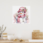 Poster Festive femme de neige rose de Noël (Cuisine)