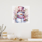 Poster Festive femme de neige rose de Noël (Cuisine)