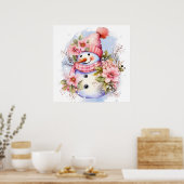 Poster Festive femme de neige rose de Noël (Cuisine)