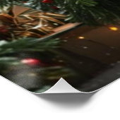 Poster Festive fir trees decorated with garlands  (Coin)