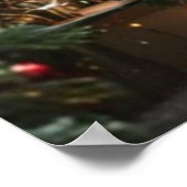 Poster Festive fir trees decorated with garlands  (Coin)