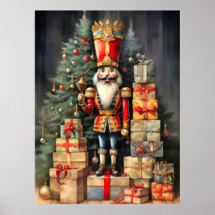 Poster Festive Noël Nutcracker peinture vacances