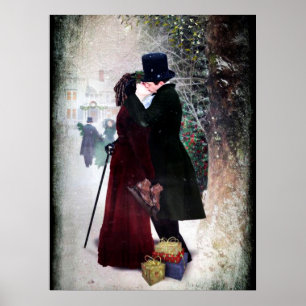 Poster festive vintage Christmas couple Holiday