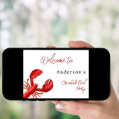 Poster Fête à ébullition de langouste rouge blanc bienven