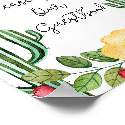 Poster Fête à l'aquarelle S'il vous plaît signer notre li (Coin)