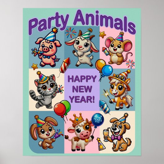 Poster Fête Animale "Bonne Année" (Devant)