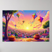Poster Fête animée avec des cerfs-volants (Devant)