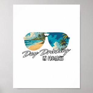 Poster Fête arrosée en cours Drôle de vacances pour célib