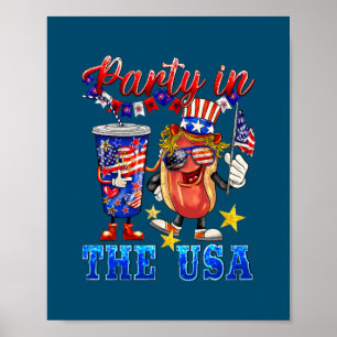 Poster Fête Aux Etats-Unis 4 juillet Hotdog Lover Amusant
