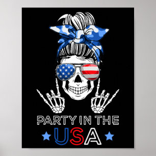 Poster Fête Aux Usa Foutoir Chignon Squelette Rock N Roll