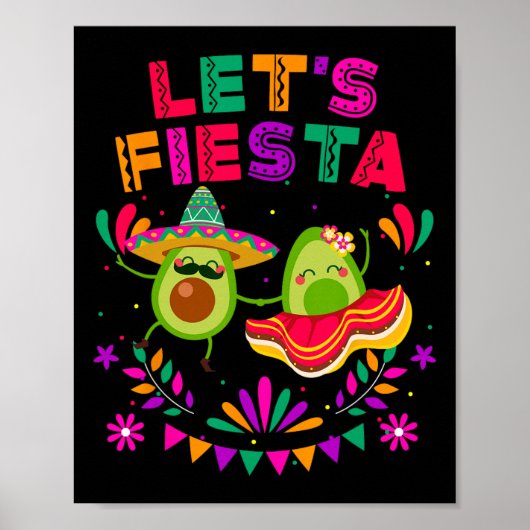 Poster Fête Avocado Danser Cinco De Mayo Mexicain (Devant)
