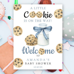 Poster Fête Baby shower de bienvenue au lait et aux cooki