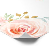 Poster Fête Baby Shower Fleurs de Rosier à l'Aquarelle Ro (Coin)