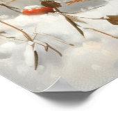 Poster Fête Baies Rouges Forêt de Neige Chute Feuilles (Coin)