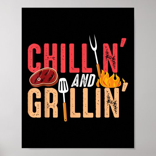 Poster Fête Barbecue Chillin Et Grillin (Devant)