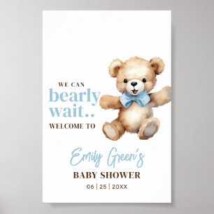 Poster Fête bébé ours en peluche, nous pouvons à peine at