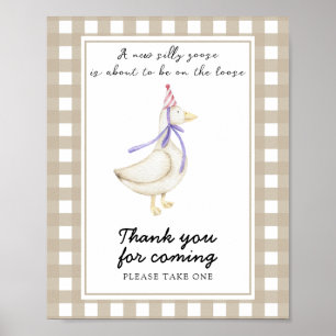 Poster Fête bébé pour un bébé oie - Merci d'être venu
