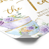 Poster Fête bébé thème thé floral violet Spill The Tea (Coin)