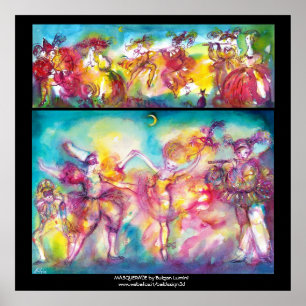 Poster FÊTE COSTUMÉE,Masques de Mardi Gras,Danse,Musique