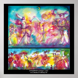 Poster FÊTE COSTUMÉE,Masques de Mardi Gras,Danse,Musique
