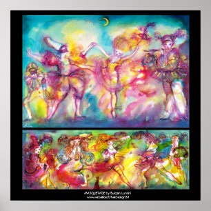 Poster FÊTE COSTUMÉE,Masques de Mardi Gras,Danse,Musique