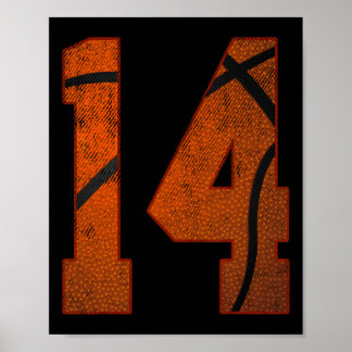 Poster Fête d'anniversaire 14 ans Quatorze 14 ans Basket-