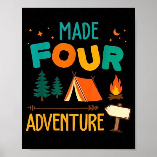Poster Fête d'anniversaire 4 ans Made Four Adventure Camp (Devant)
