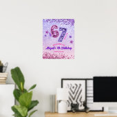 Poster Fête d'anniversaire 67 Glitter Violet Rose (Bureau à domicile)