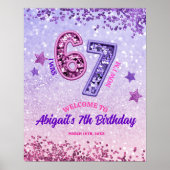 Poster Fête d'anniversaire 67 Glitter Violet Rose (Devant)