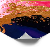 Poster Fête d'anniversaire à l'encre rose, bleu marine et (Coin)