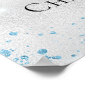 Poster fête d'anniversaire argent bleu parties scintillan (Coin)