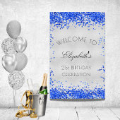 Poster fête d'anniversaire argent bleu royal confetti bie