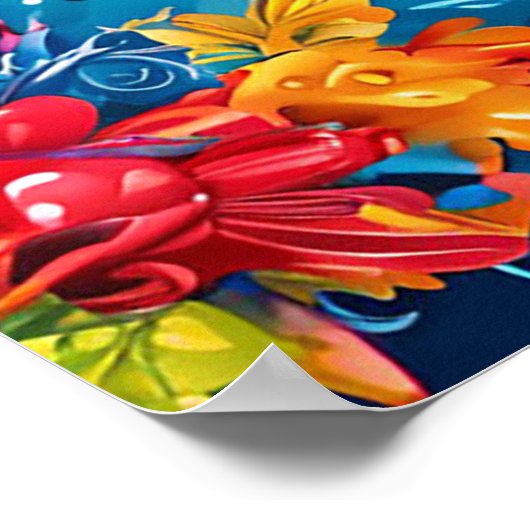 Poster Fête D'Anniversaire Avec Ballons (Coin)