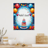 Poster Fête D'Anniversaire Avec Ballons (Cuisine)