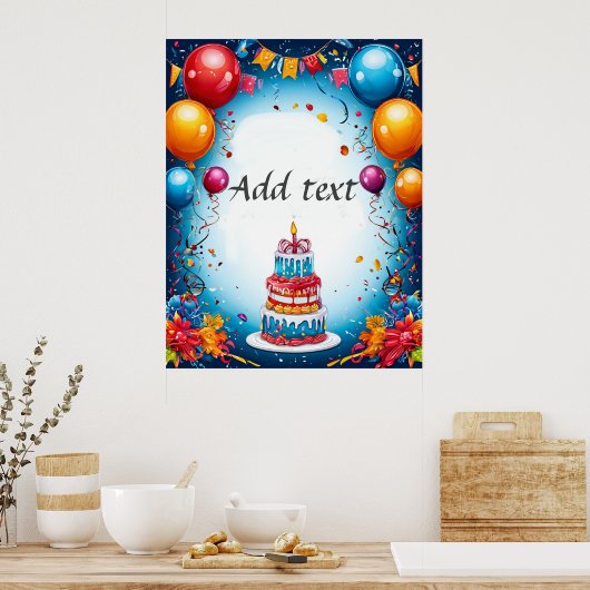 Poster Fête D'Anniversaire Avec Ballons (Cuisine)