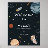 Poster Fête d'anniversaire aventure spatiale pour enfants (Devant)