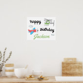 Poster Fête d'anniversaire avion et hélicoptère (Cuisine)
