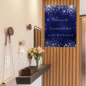 Poster Fête d'anniversaire bleu argent parties scintillan