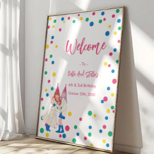 Poster Fête d'anniversaire conjointe des sœurs Pastel