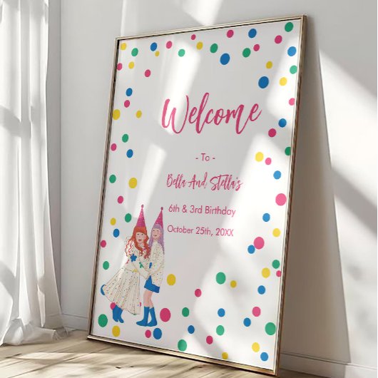 Poster Fête d'anniversaire conjointe des sœurs Pastel