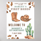 Poster Fête d'anniversaire COWBOY pour la première année (Devant)
