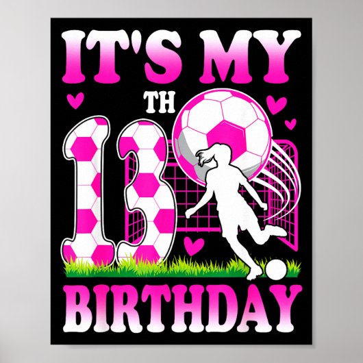 Poster Fête d'anniversaire de 13 ans pour fille thème foo (Devant)
