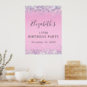 Poster Fête d'anniversaire de 15 ans Glitter Rose (Cuisine)