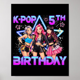 Poster Fête d'anniversaire de 5 ans Enfants K Pop Filles
