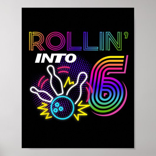 Poster Fête d'anniversaire de 6 ans au bowling 6ème (Devant)