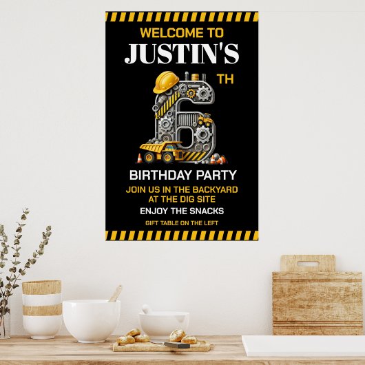 Poster Fête d'anniversaire de 6 ans de Construction Migno (Cuisine)