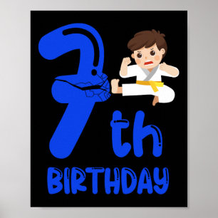 Poster Fête d'anniversaire de 7 ans pour garçon. Septième