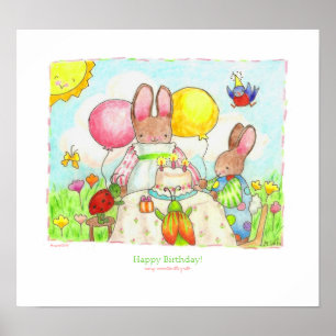 Poster fête d'anniversaire de bogue et lapin